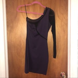 Purple mesh party dress.